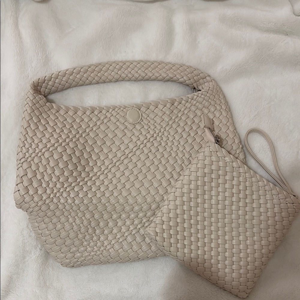 Cream Woven Handbag